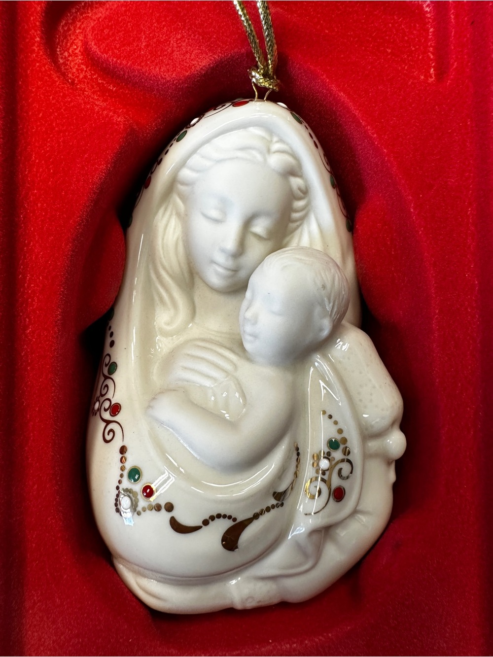 Porcelain Madonna and Child Holiday Ornament - White